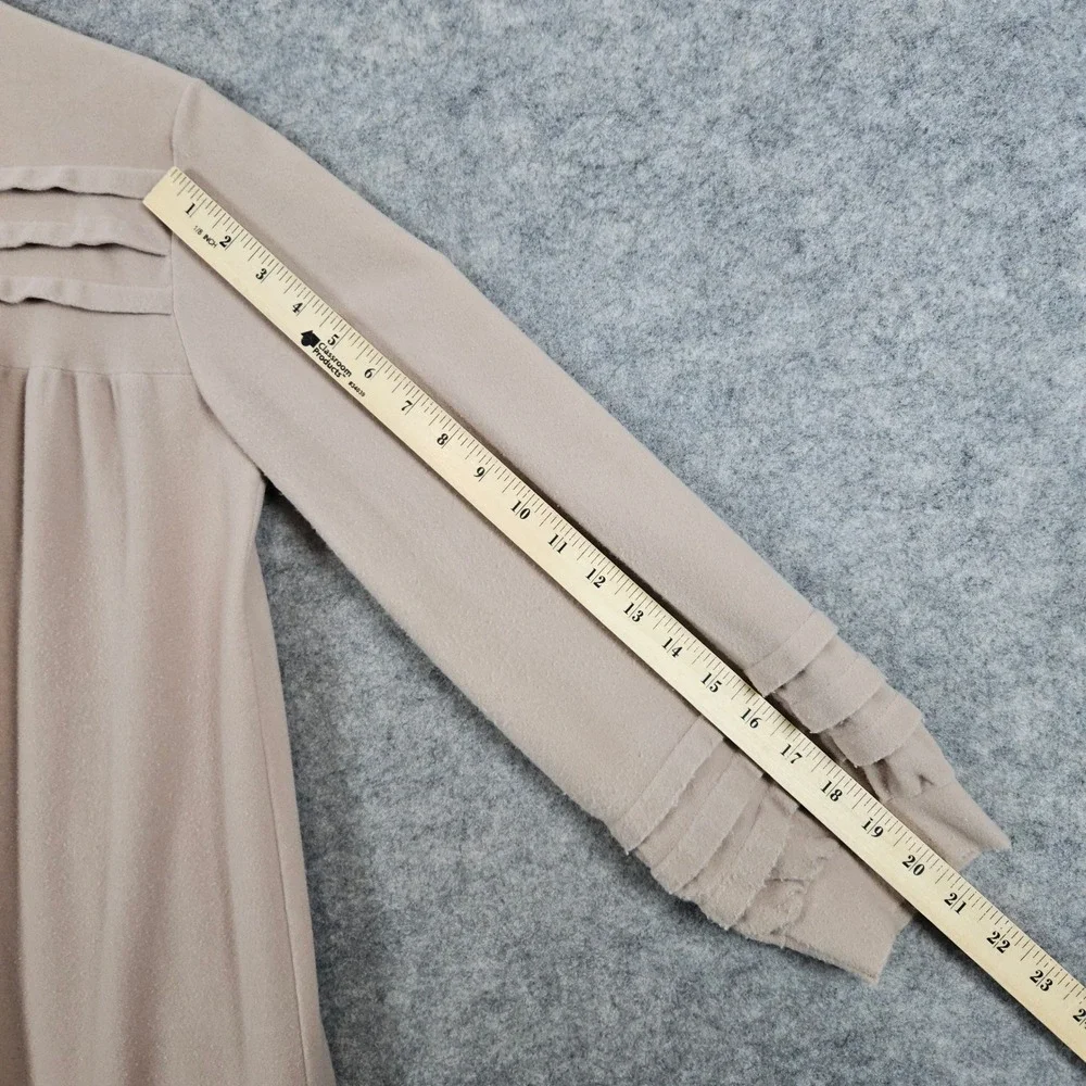 Rutledge Vintage Beige Button Front Lounge Robe Long Sleeve Pleated Size M FLAWS